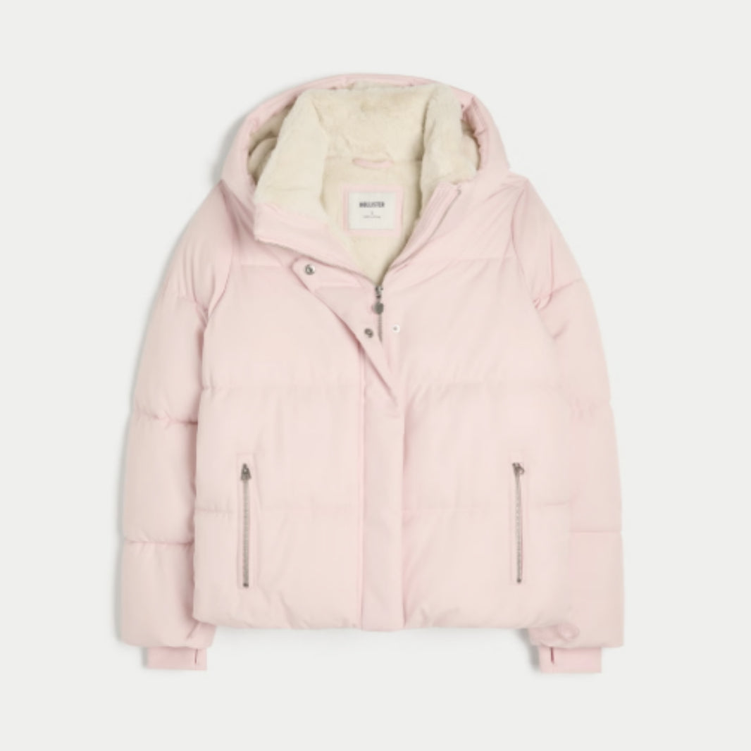 Pink Faux Puffer Jacket