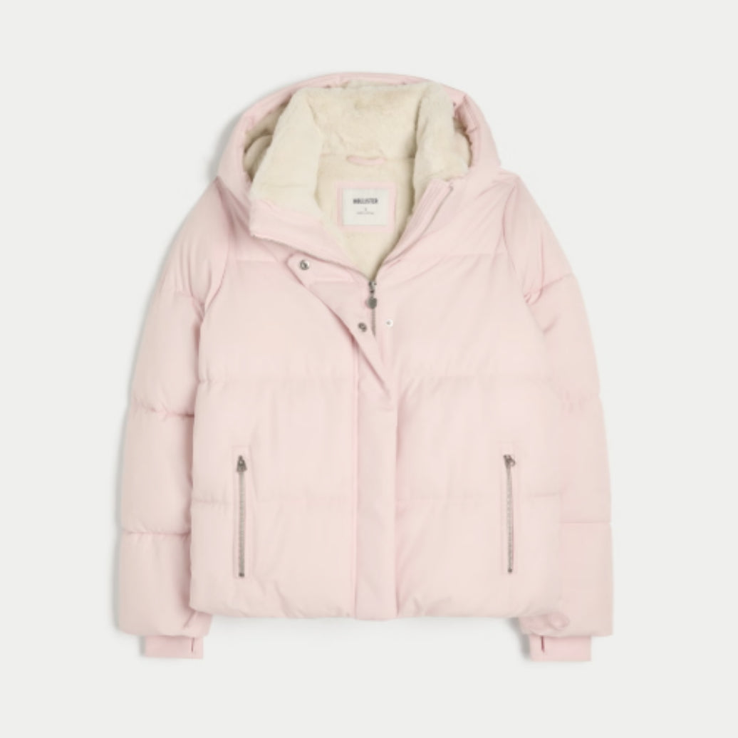 Pink Faux Puffer Jacket
